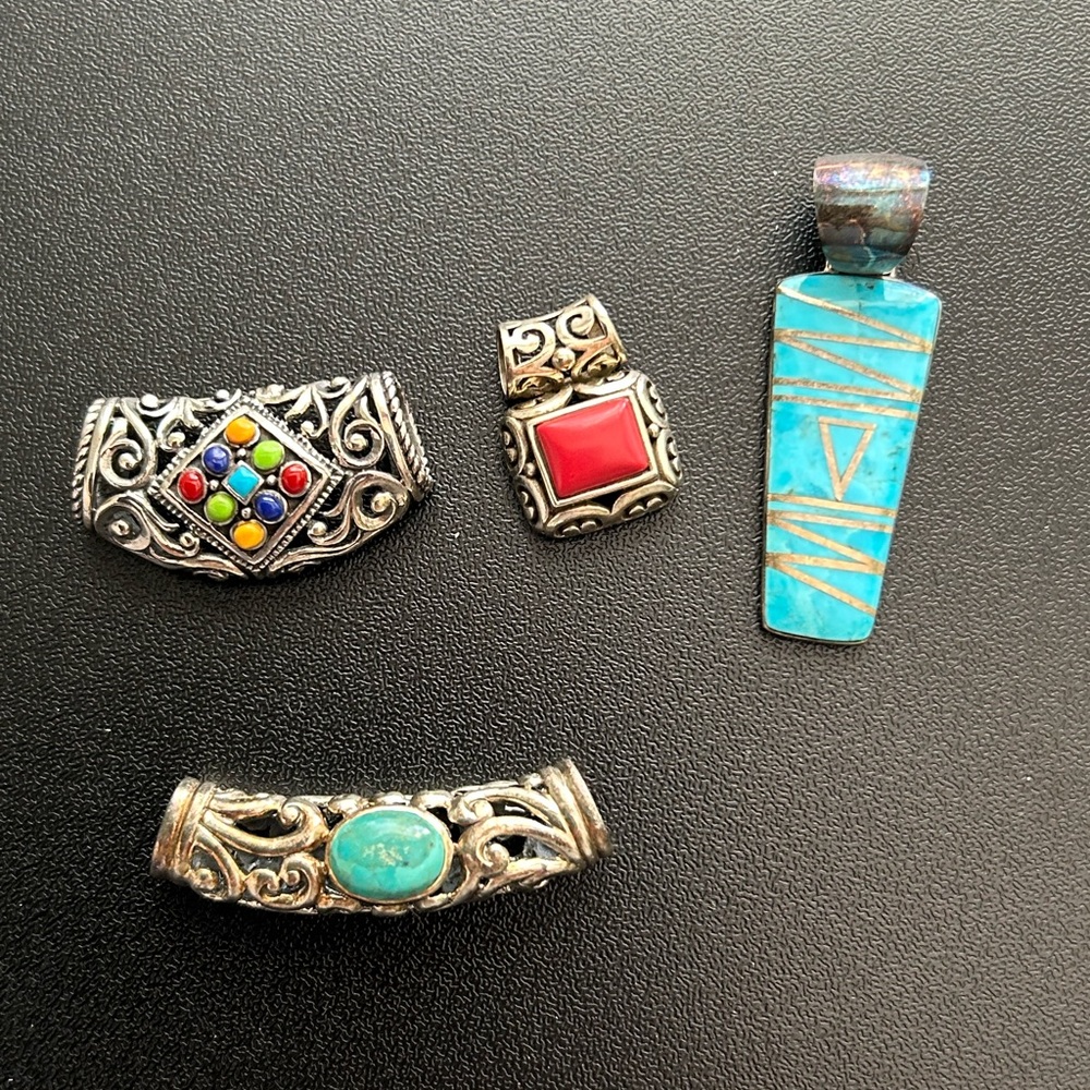 Bundle of 4 Turquoise slide pendants